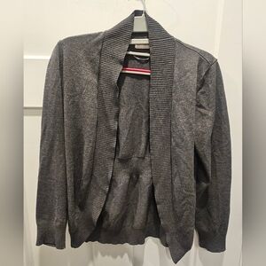 Faded Glory Open Front Cardigan Women’s S Gray Lightweight Knit Sweater